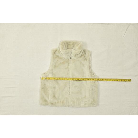 LOFT Outlet Women's Faux Fur Vest Regular Size M Beige Full Zip Warm Soft - Picture 3 of 8